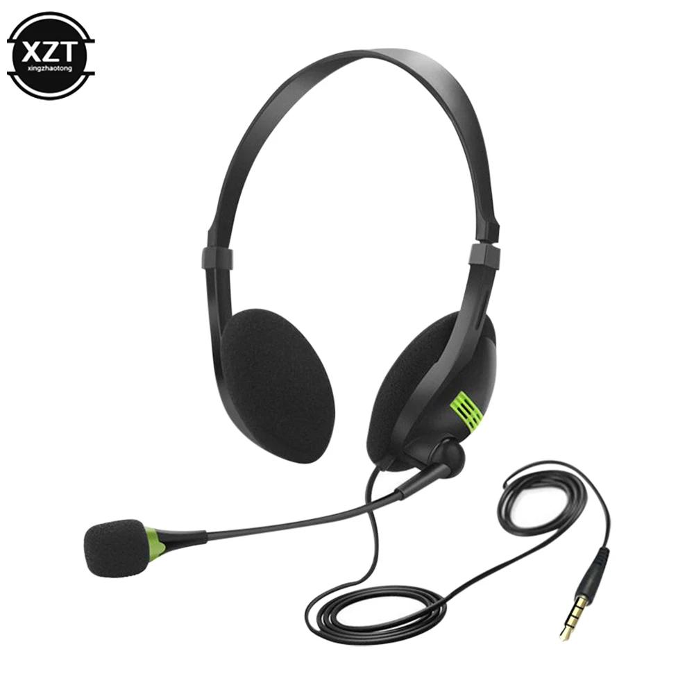 3.5mm Noise Cancelling Wired Headphones Adjustable Earphones Business Headset With Microphone For PC /Laptop/Computer