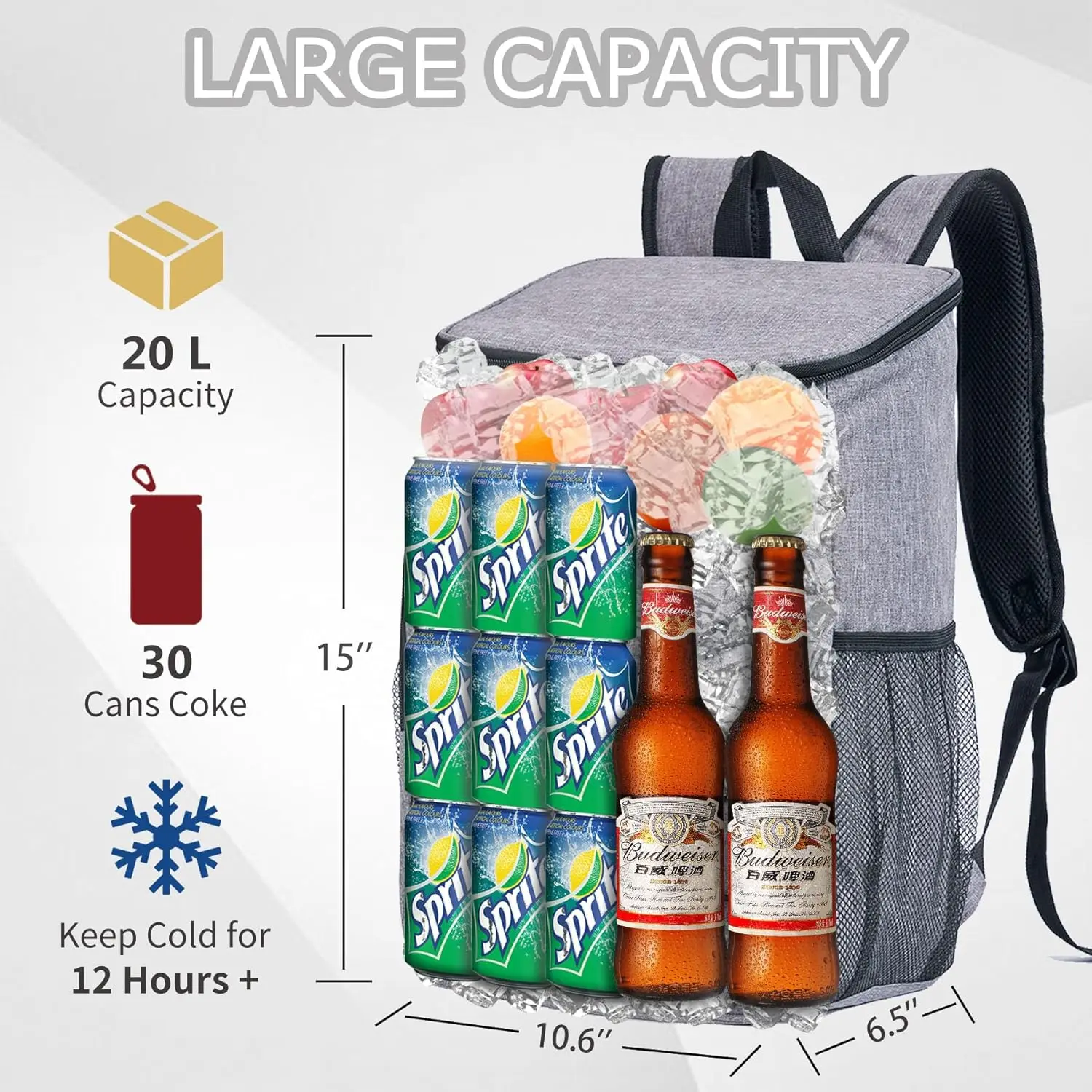 Cooler Backpack Large Insulated Leak Proof Lunch Backpack Portable Lightweight Cooler Bag for Travel Hiking Camping