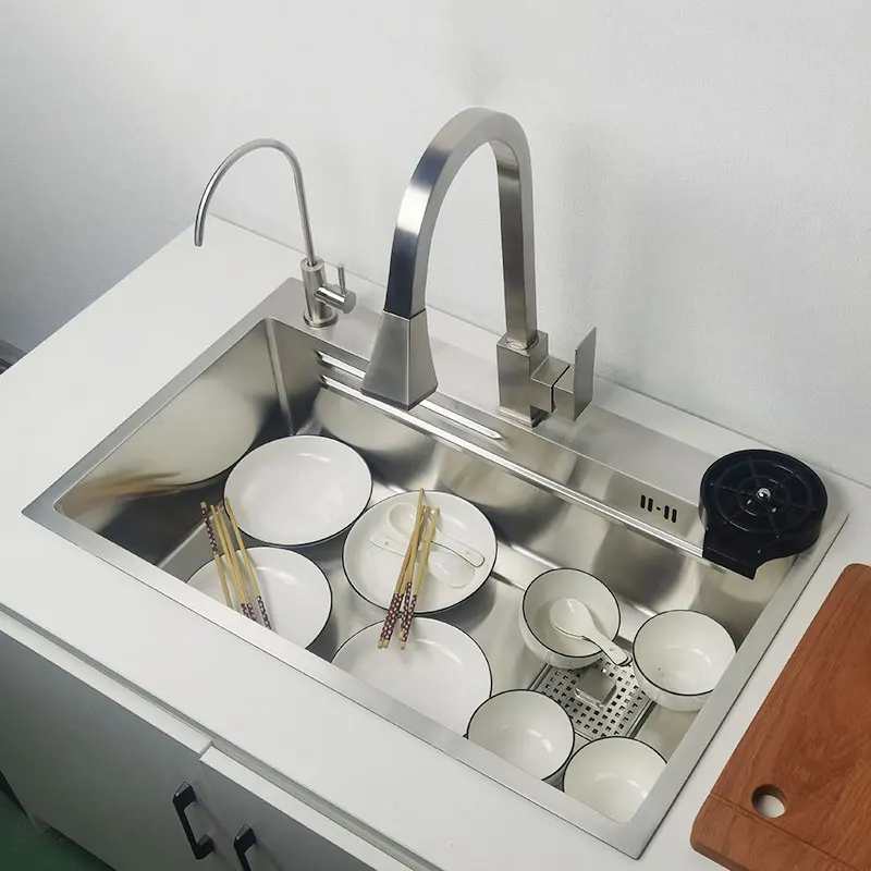 kitchen Sink 304 Stainless Steel sinks Above Counter Washing Basin with chopping board  cup washer multifunctional kitchen sink 4