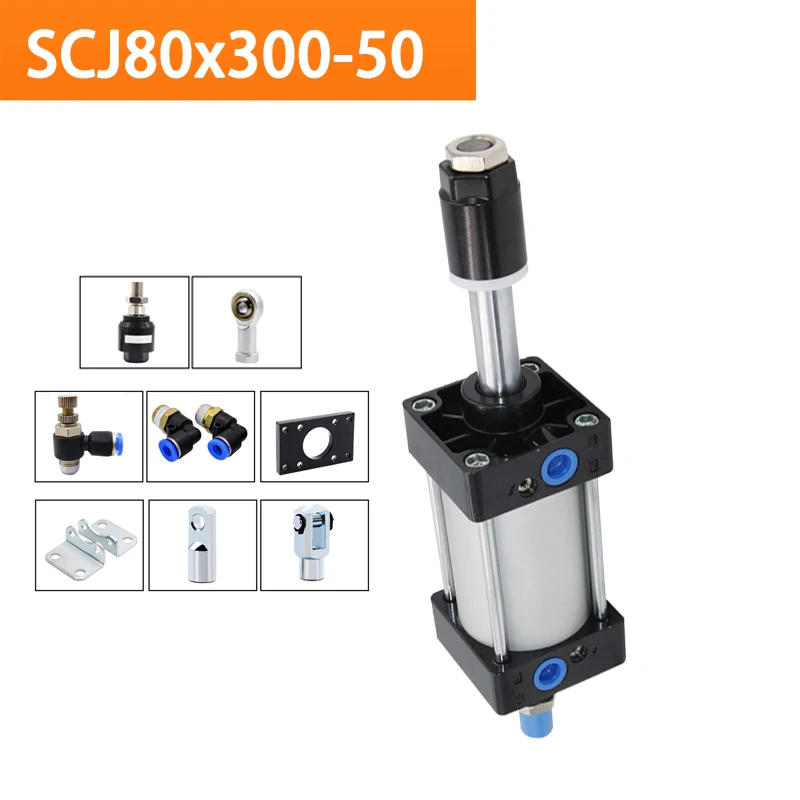 

SCJ80x300-50 Standard Pneumatic Cylinder Bore 80mm Double Acting Air Cylinders Adjustable Stroke 250-300mm Large Thrust