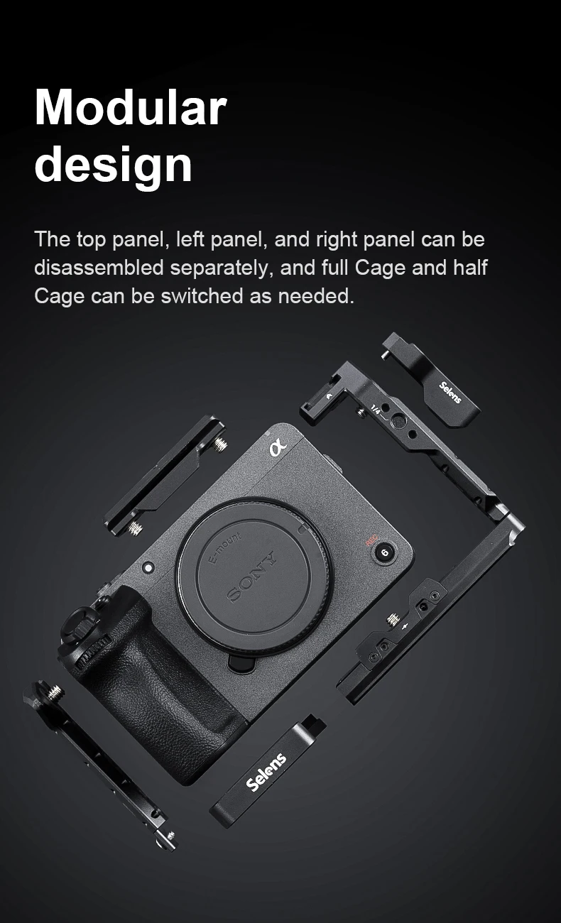 Camera Full Cage for SONY FX3/FX30 with Multiple Expansion Holes Aluminum Alloy