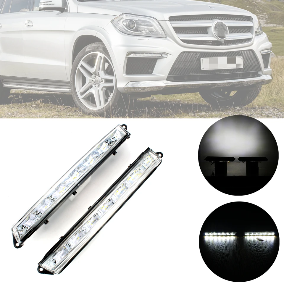 Pair RH+ LH LED Daytime Running Light Fog Lamp For Mercedes X164 X166