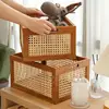 Retro Solid Wood Storage Box Desktop Rattan Basket Book Snacks Fruit Cosmetics Organizer Boxes Home Bathroom Kitchen Basket 5