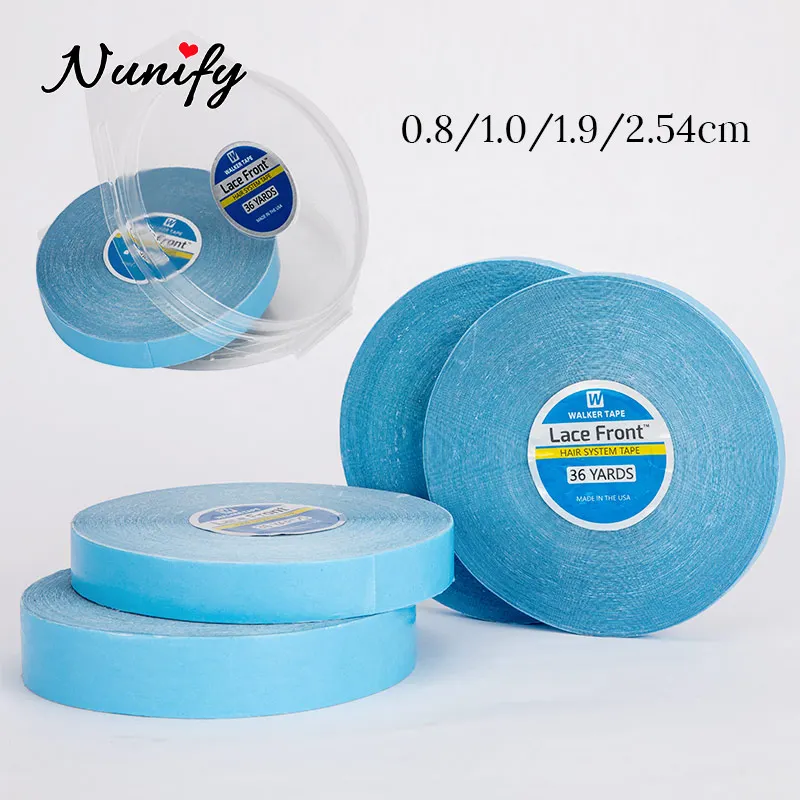 1Cm Roll Lace Front Support Tape For Wigs 36 Yards Blue Color Hair System Tape For Toupee 0.8/1.9/2.54Cm Adhesive Super
