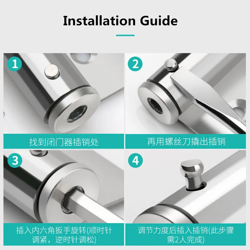 Door closer aluminum alloy upgrade pulley mute door closer adjustable force automatic door closing device smooth silent use for types doors
