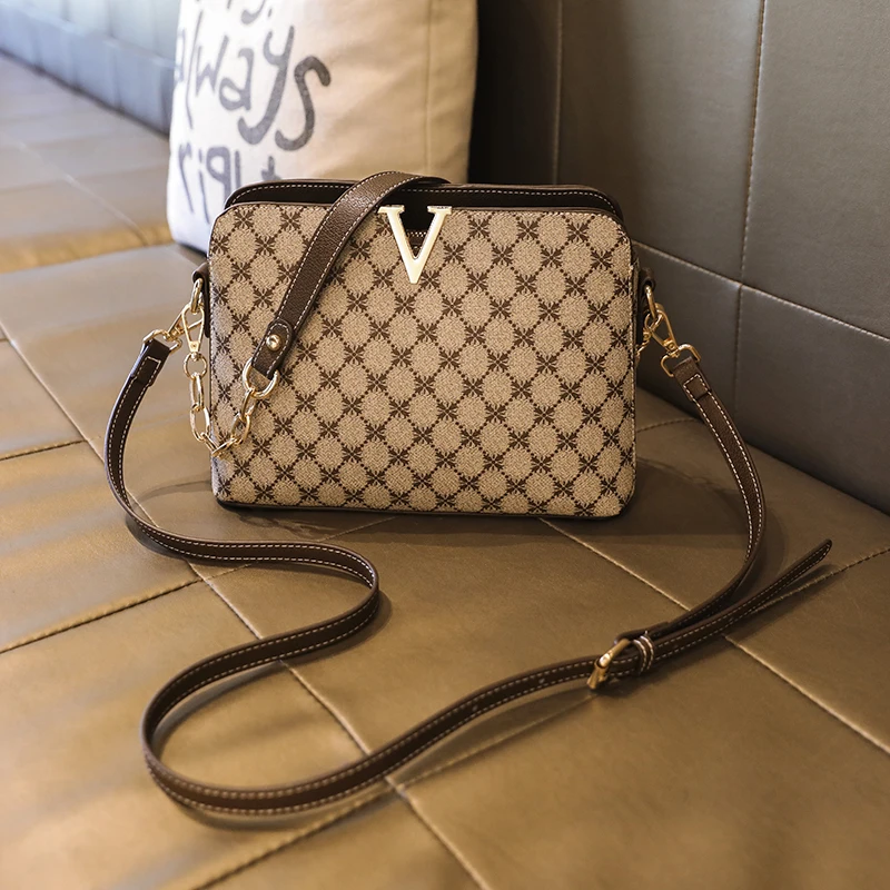 Women Luxury Designer Shoulder Bag Pu Leather Crossbody Messenger Female Bags Fashion Chain Sling Ladies Plaid Handbags