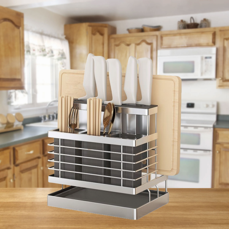Universal Knife Organizer  Kitchen Drainage Vegetable Knife Holder Storage Rack With Detachable Drain Tray