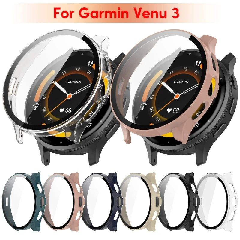 

Smartwatch Frame Housing Tempered Glass Film Hard PC Cover Suitable for Garmin Venu 3 Screen Bumper Protector Shockproof