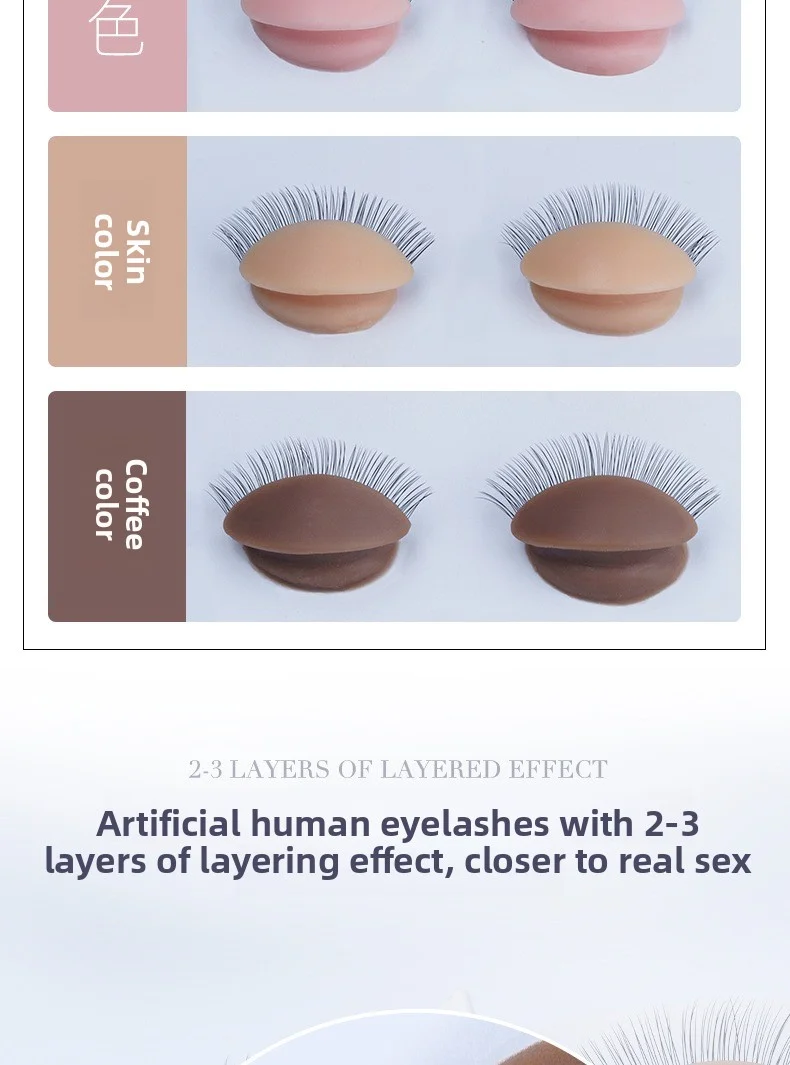 Description Picture 4 of item3 pairs of double-layer eyelash exercises, replaceable eyelid eye mask, silicone detachable eyelash extension display head  mold