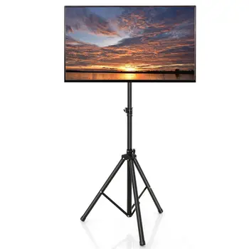 GOFLAME Tripod TV Stand 5-position Height Adjustable Swivel TV Floor Stand Non-slip Foot