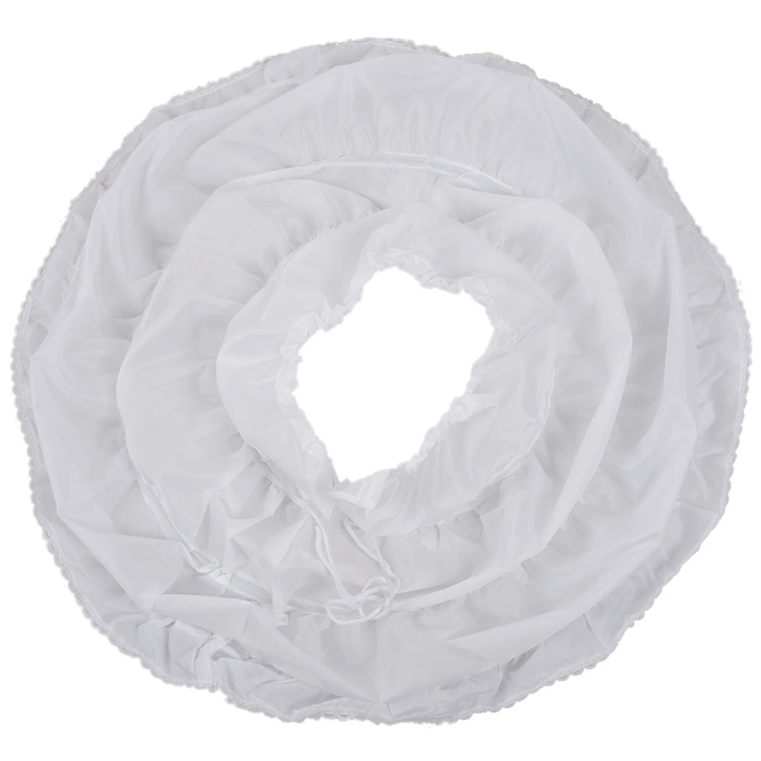 

White Children Petticoat A-Line 3 Hoops One Layer Kids Crinoline Lace Trim Flower Girl Dress Underskirt Elastic Waist