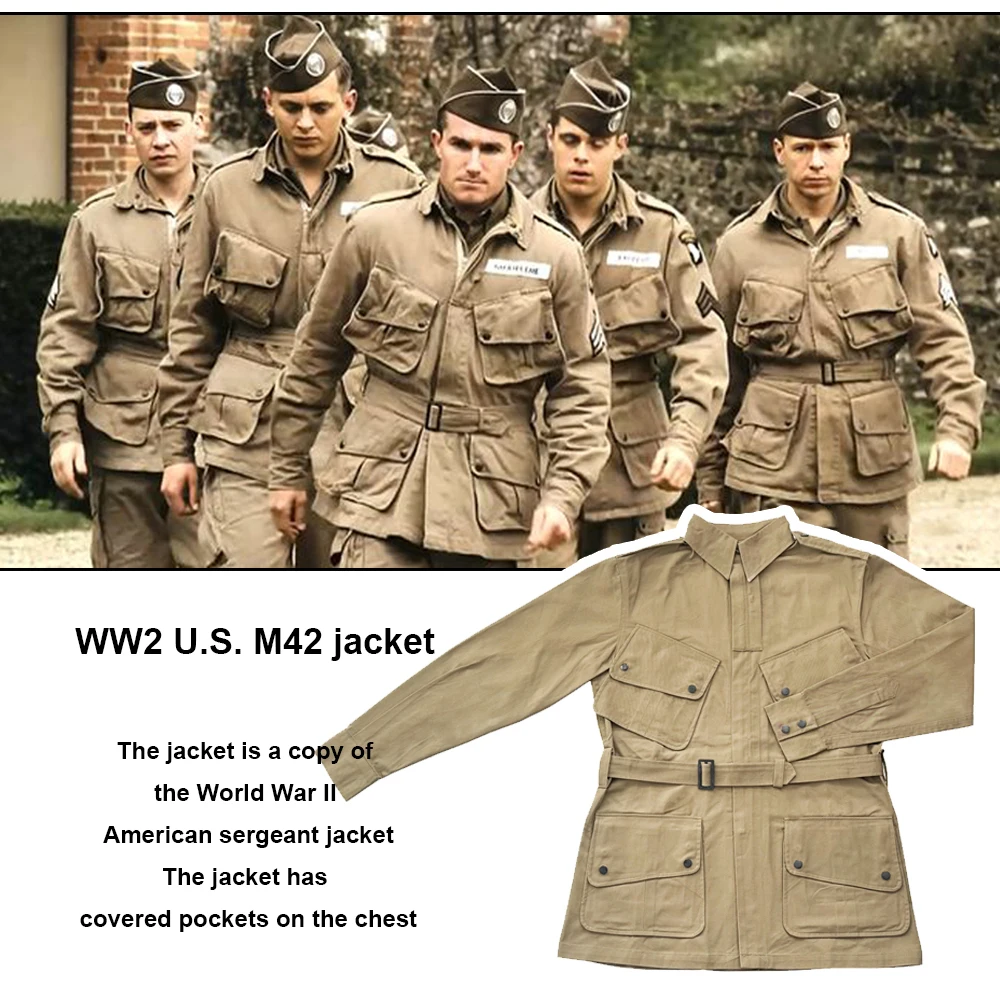 M42 Officer Jacket Paratrooper Coat Outdoor Retro WW2 with