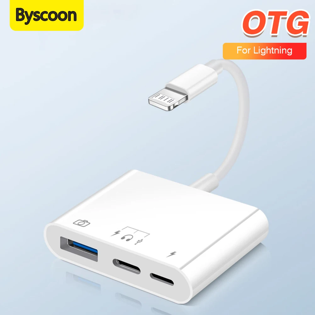 3-in-1 Lightning to USB Camera Adapter Byscoon 3-in-1 Lightning to USB Camera Adapter with USB C Headphone/Charging Port for iPhone 14 13 12 11 Pro with Female OTG