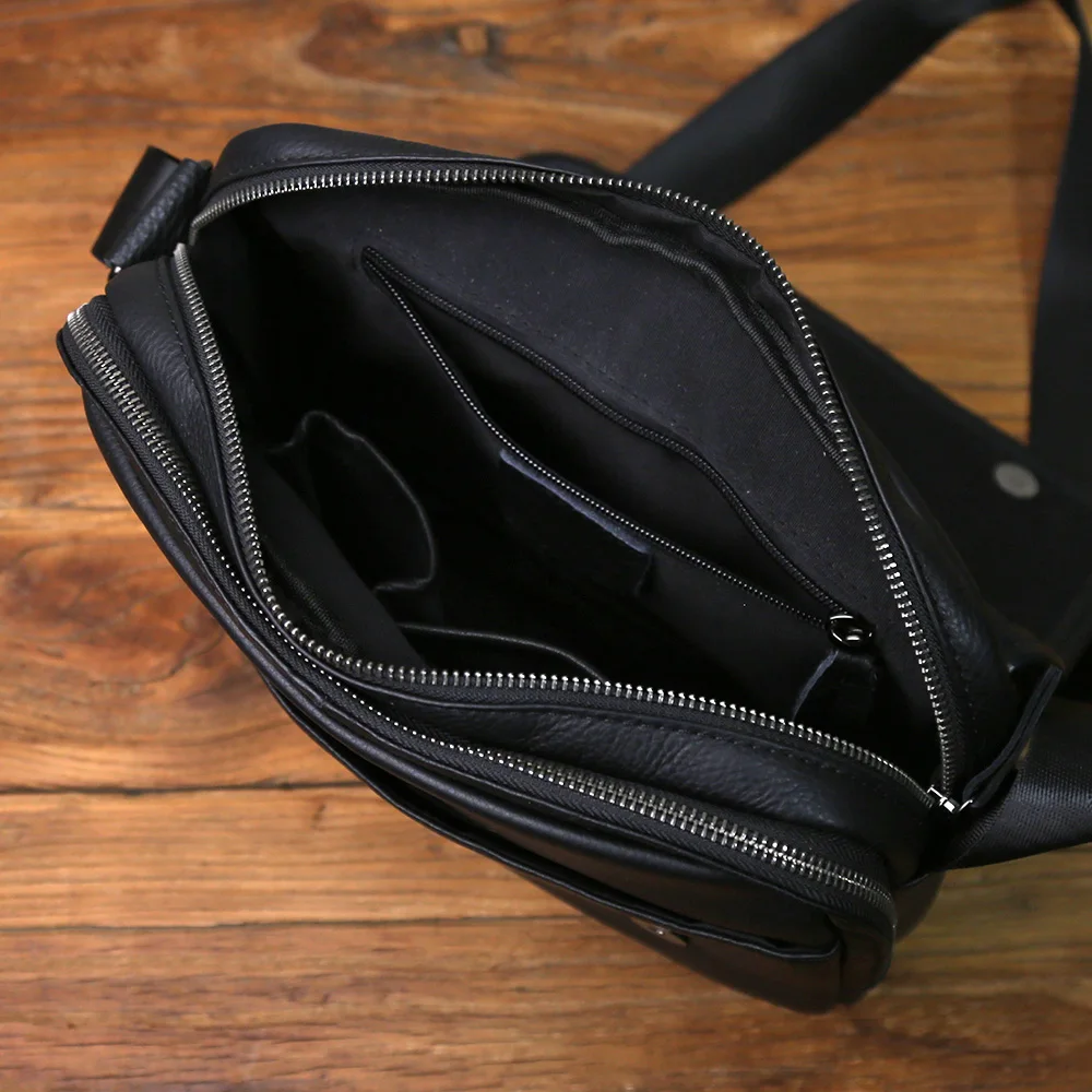 NZPJ New Genuine Leather Men Crossbody Bag Casual Top Layer Cowhide Large Capacity Suitable for 11-inch iPad Casual Shoulder Bag