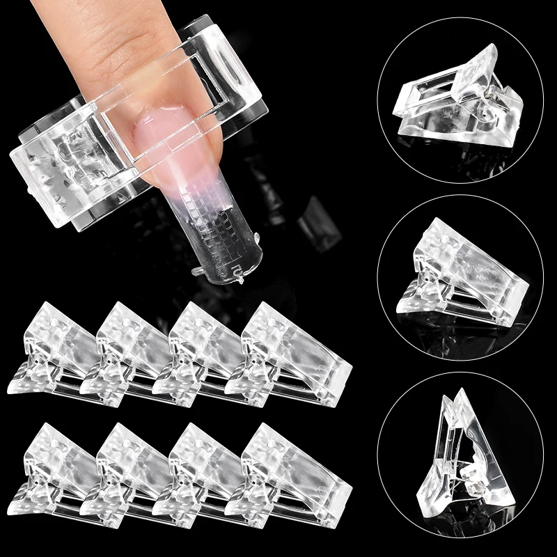 

1/5/10Pcs Transparent Acrylic Nail Tips Clips Colorful Quick Extension Plastic Extension Clamp Nail Art Tool