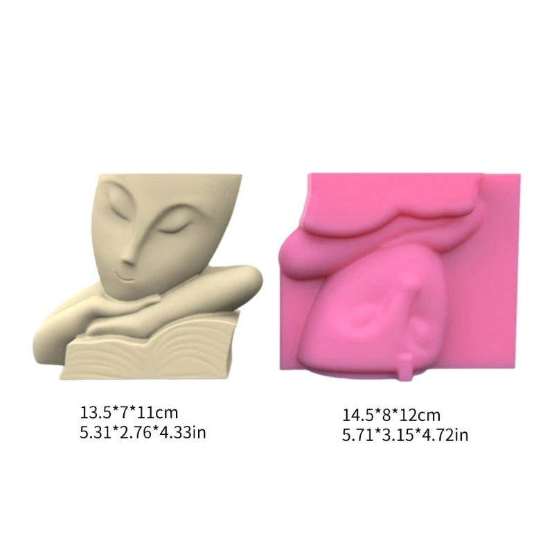 MXME Face Girl Pen Holder Silicone Mold Succulent Planter Mold Decor Making Tool
