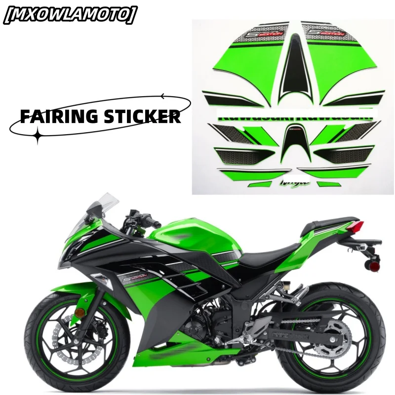 Фото Для ниндзя 300 2013 Ninja300 полный комплект обтекателей мотоцикла зеленые защитные наклейки водонепроницаемые декоративные наклейки детали №1