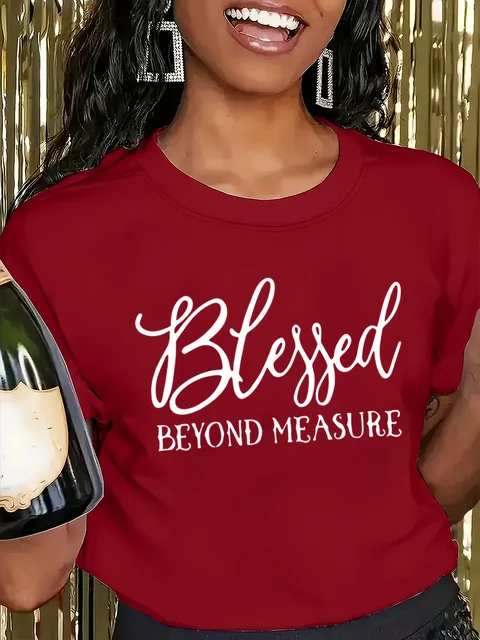 Blessed Beyond Measure Women's Tee - Faith Graphic, Casual Orange Top 6