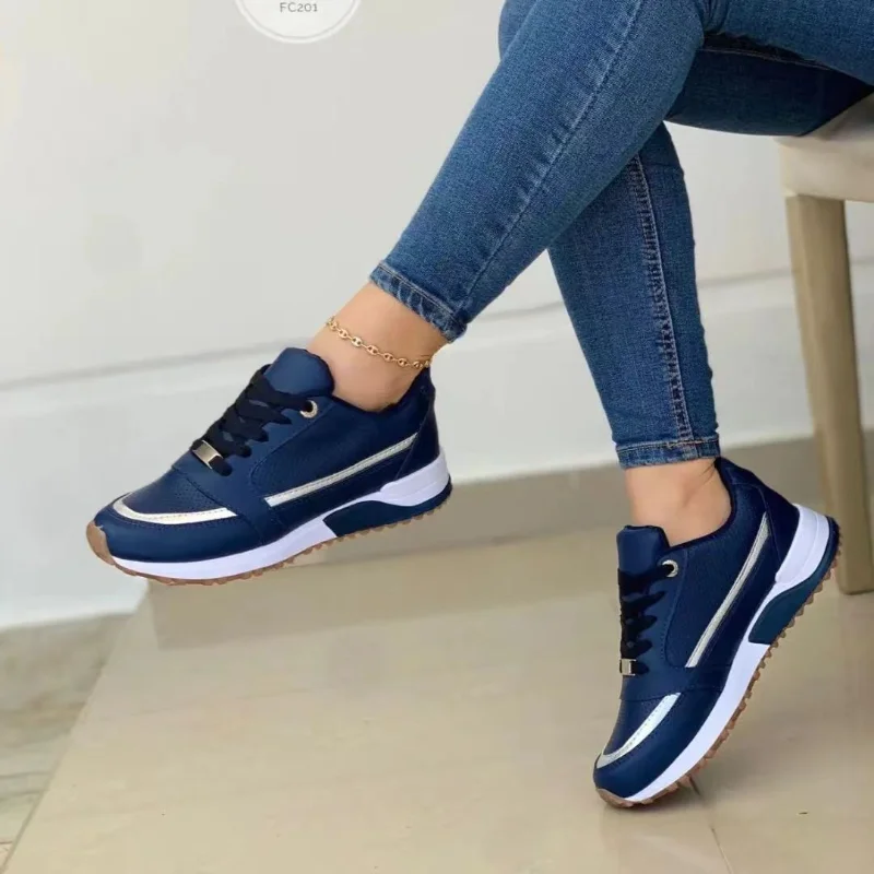 

Hot Sale Ladies Sneakers Casual Solid Color Lace Up Sneakers Outdoor Running Women's Shoes Fashion Round Toe Flat Platform Shoes