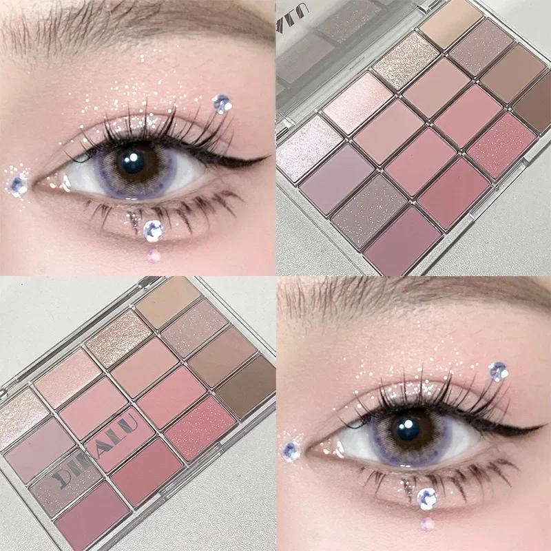 Eyeshadow Palette 16Color eye shadow eye shadow plate Coffee Brown Glitter Shimmer Pearly Matte Blush Long-lasting Lying Silkworm Eye Shadow Contour Make Up