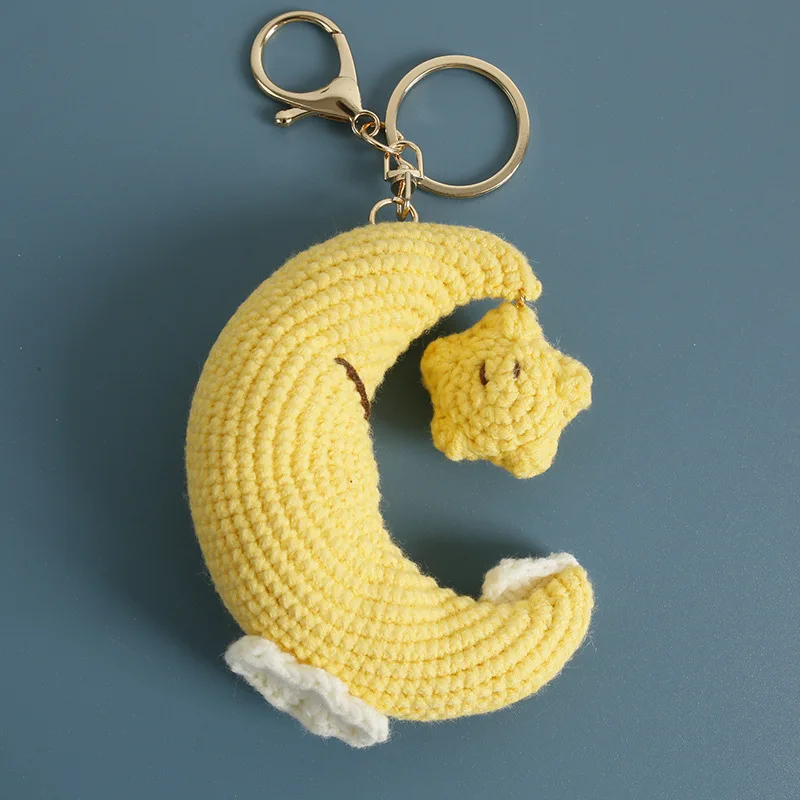 Sleeping Moon Doll Crochet Keychain For Couple Gifts Cute Star