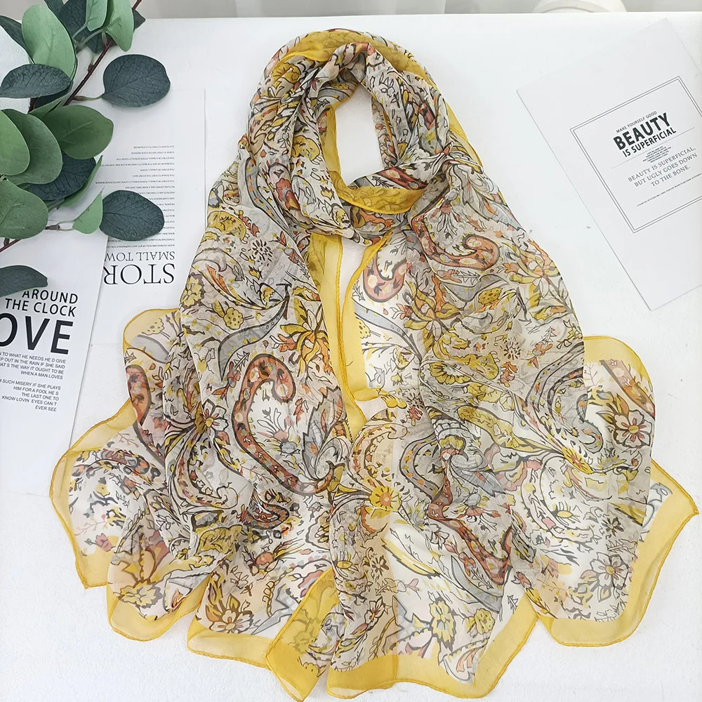 Elegant Women's Chiffon Georgette Bandana Scarf - Green Grass Summer Edition