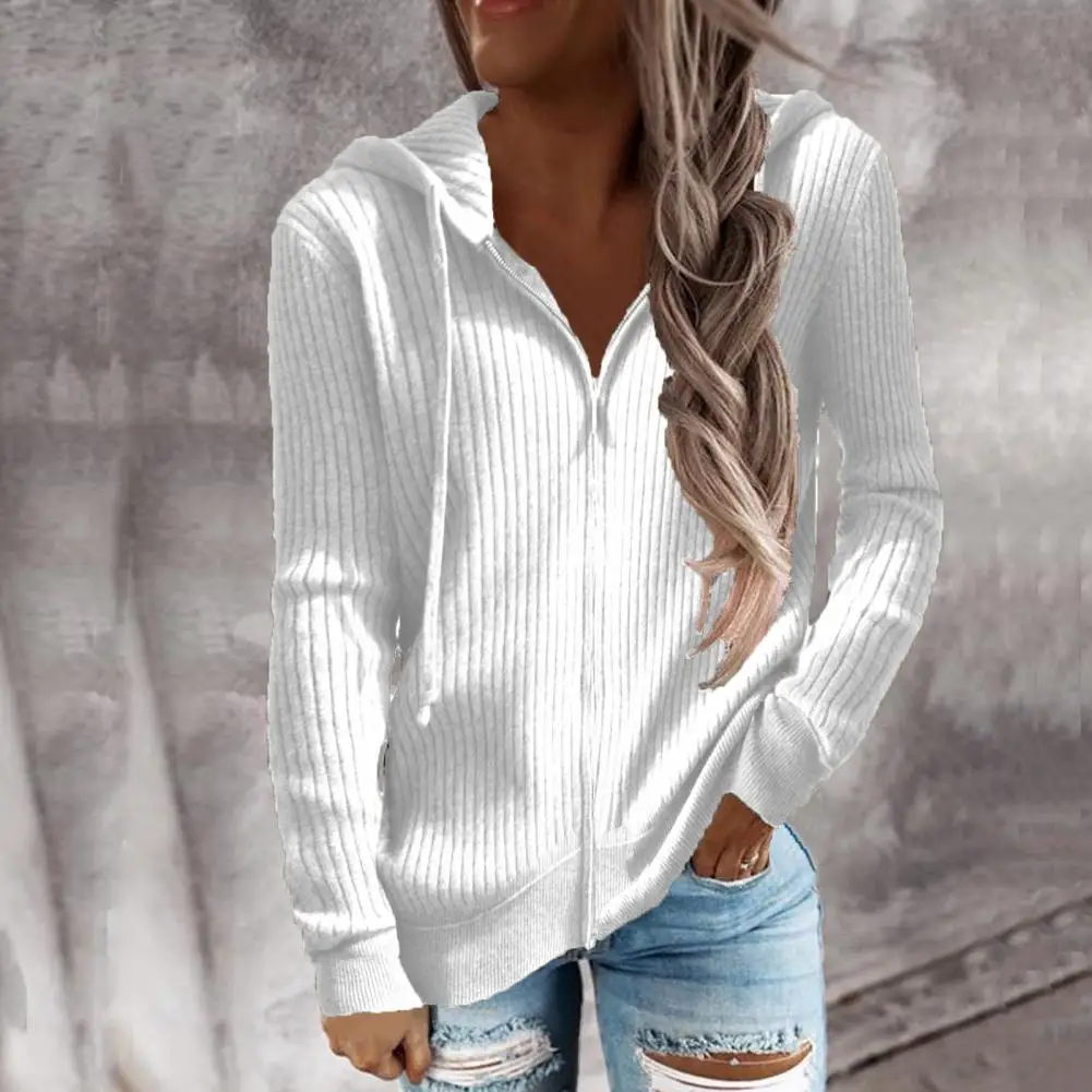 

Soft Women Jacket Lady Knitted Coat Cozy Knitted Sweater Coat for Women Hooded Drawstring Long Sleeve Thick Warm Elastic Loose