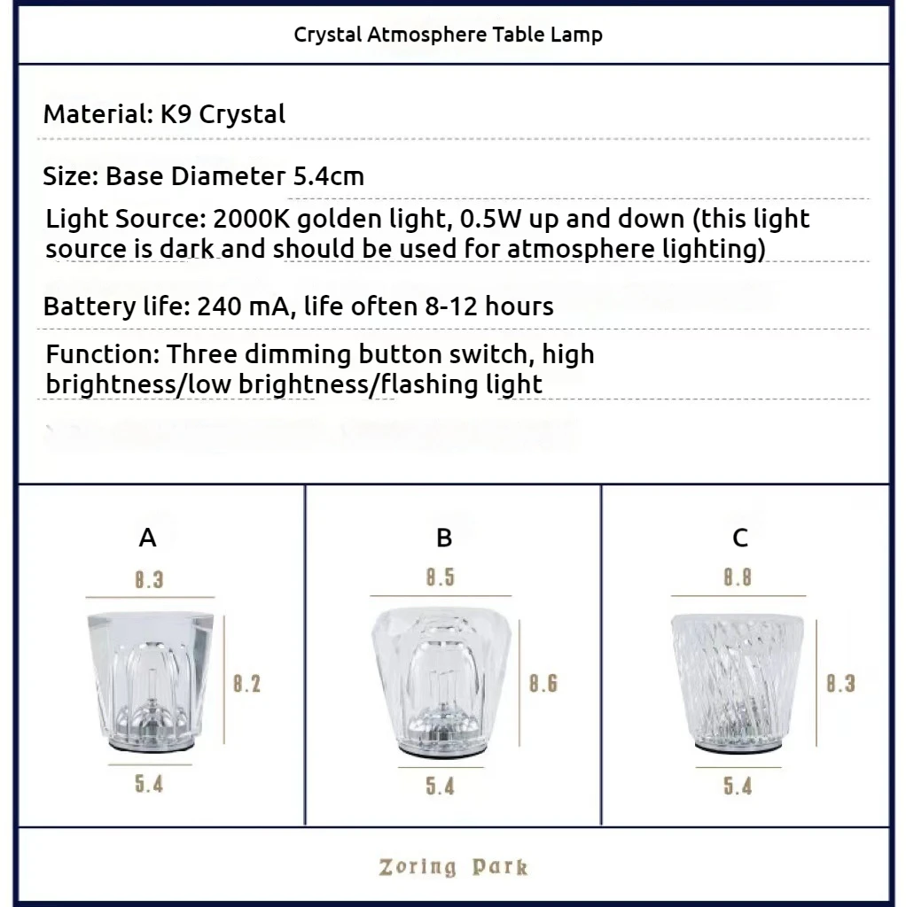 Battery Lamp children's Tabletop Light Scandinavian Crystal Table Lamp Desk Decoration Lamp Bedroom Room Lamp LED USB Chargeable