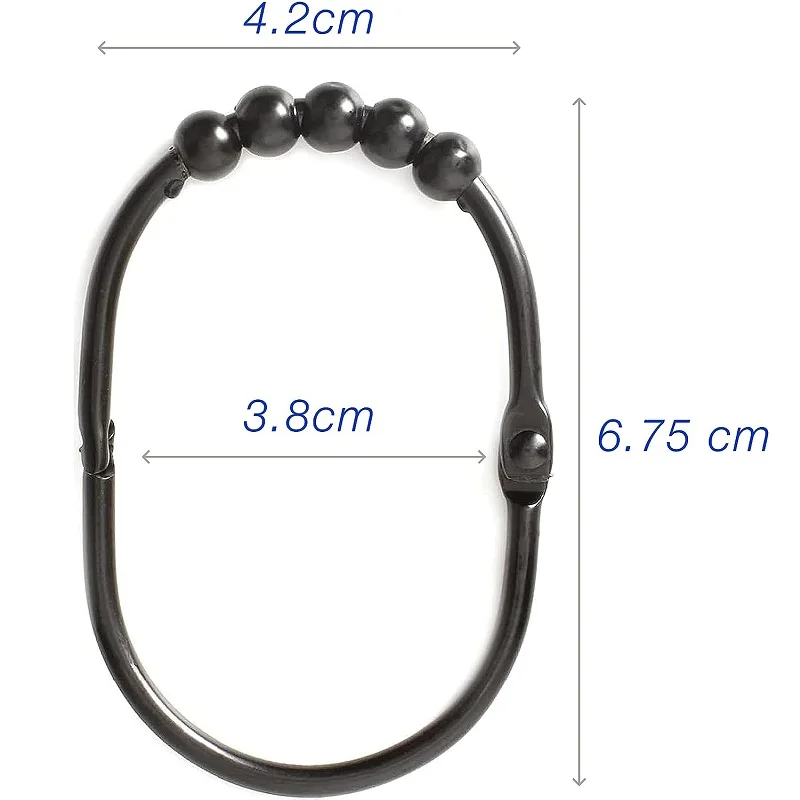 Depot Wide Shower Curtain Rings/Hooks Set, Decorative Polished Chrome Finish, 100% Rustproof Stainless Steel, Set of 12 Rings