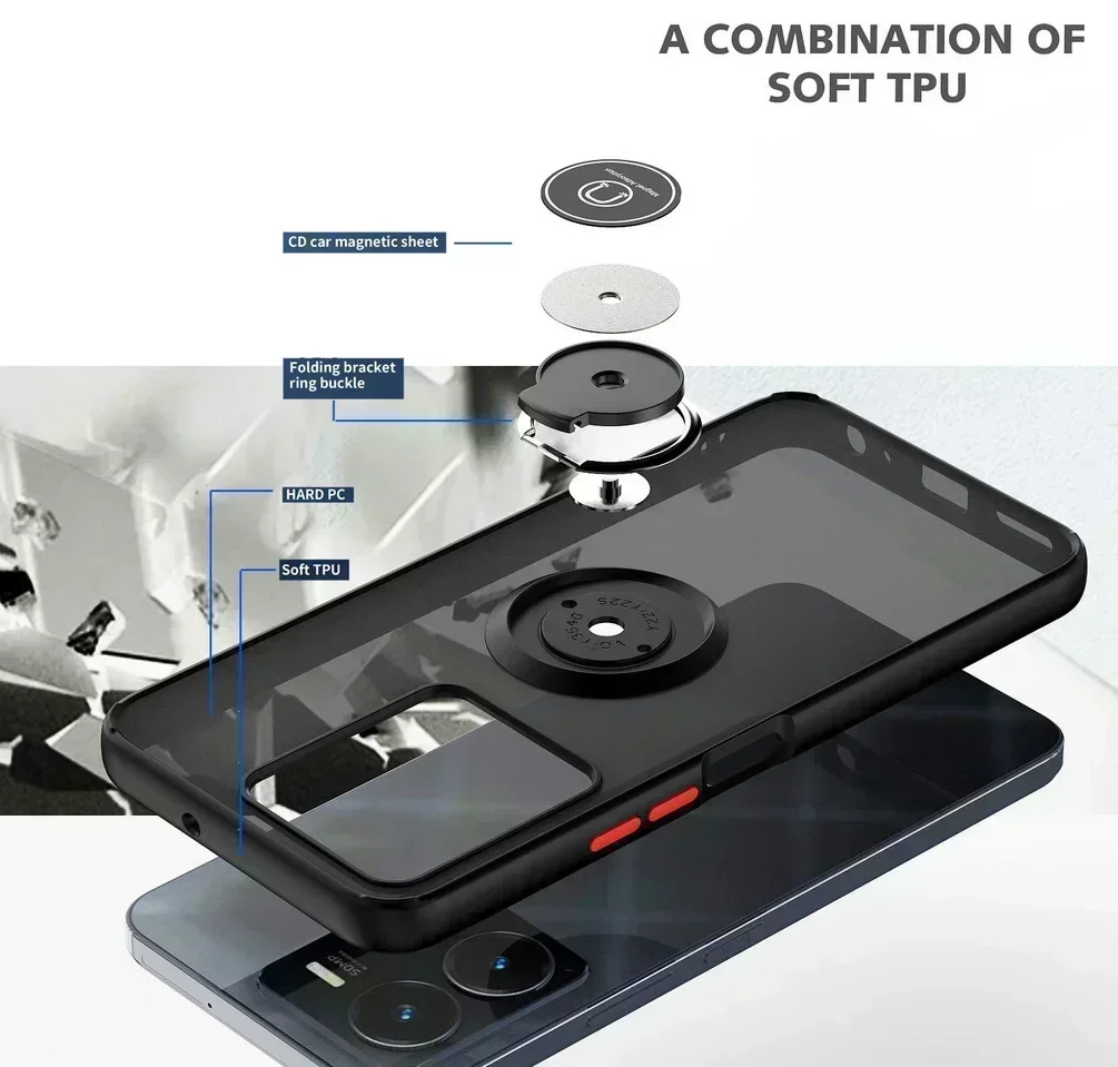 Shockproof Armor Matte Case with Magnetic Ring Stand Holder
