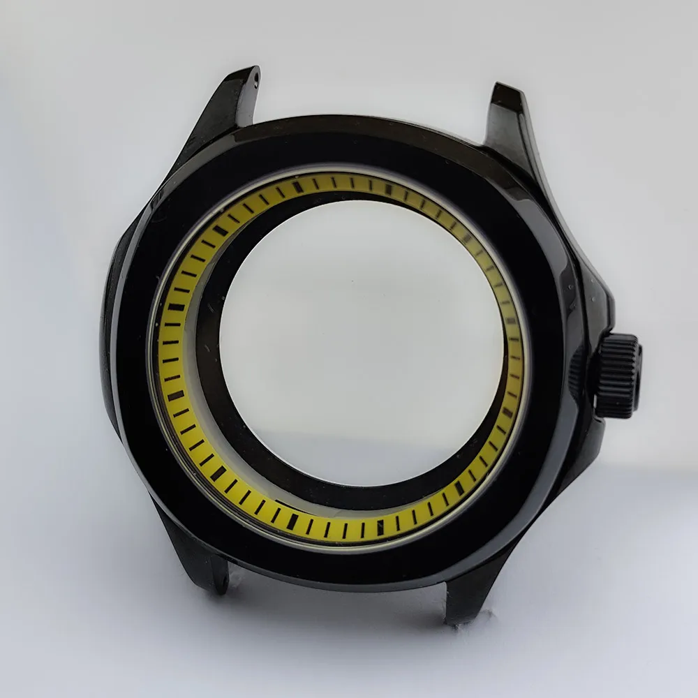 Black Steel Watch Case with Sapphire Glass and Chapter Ring, 39.5mm