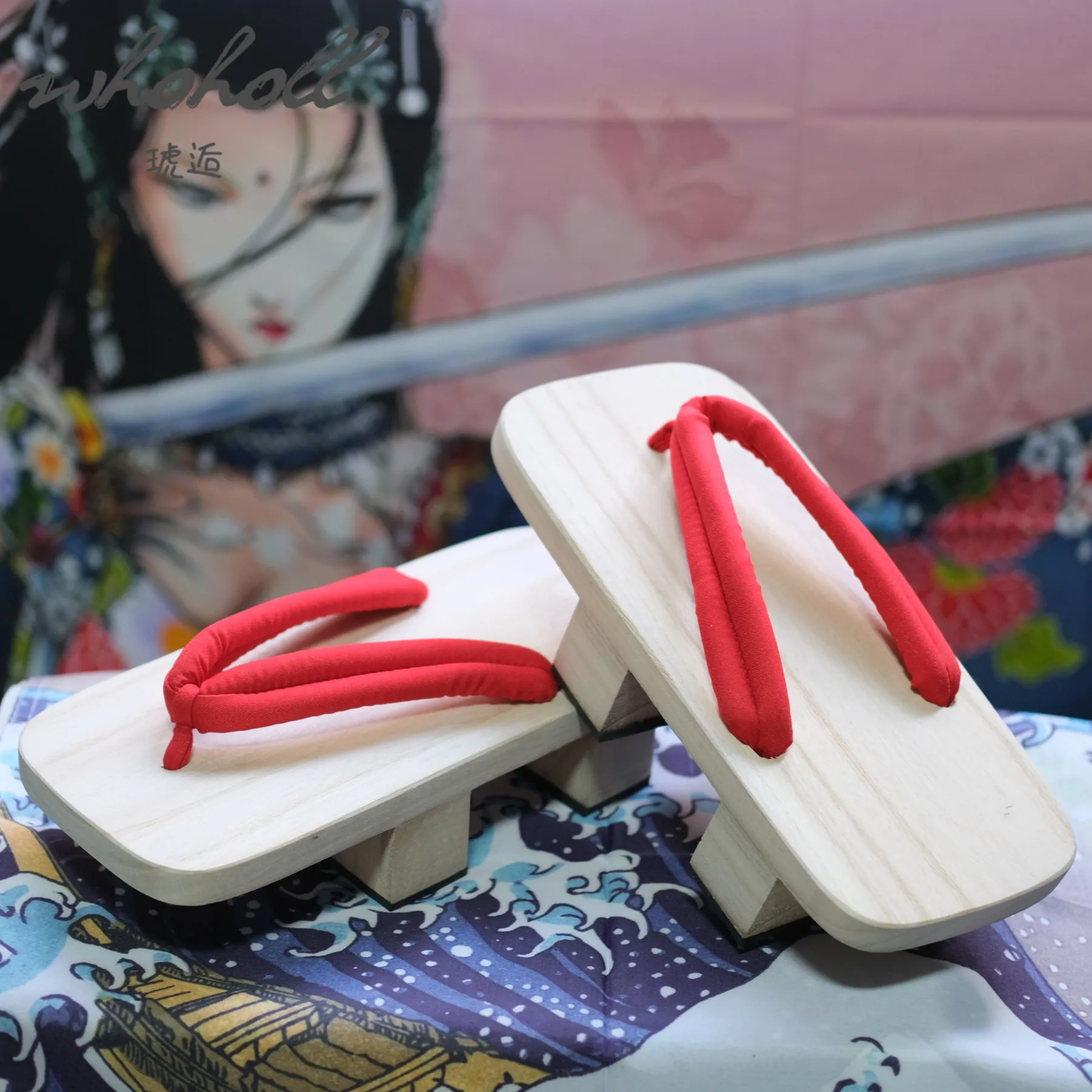 Thick Platform Two-teeth Geta Man Women Slippers Japanese Wood Geta Anime Coplay Costumes Shoes cosplay shoes