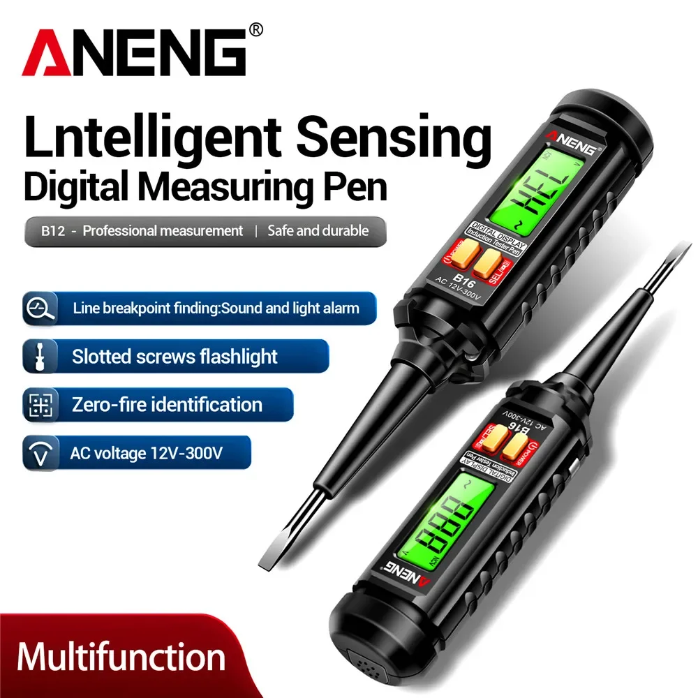 Electric Tester Pen ANENG B16 Lntelligent Sensing Digital Measuring Non-Contact 12V-300V Voltage Detector NCV Voltage Probing Tester Meter Tools