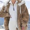 New Style Autumn And Winter Loose Plush Zipper Hooded Jacket Woman 3