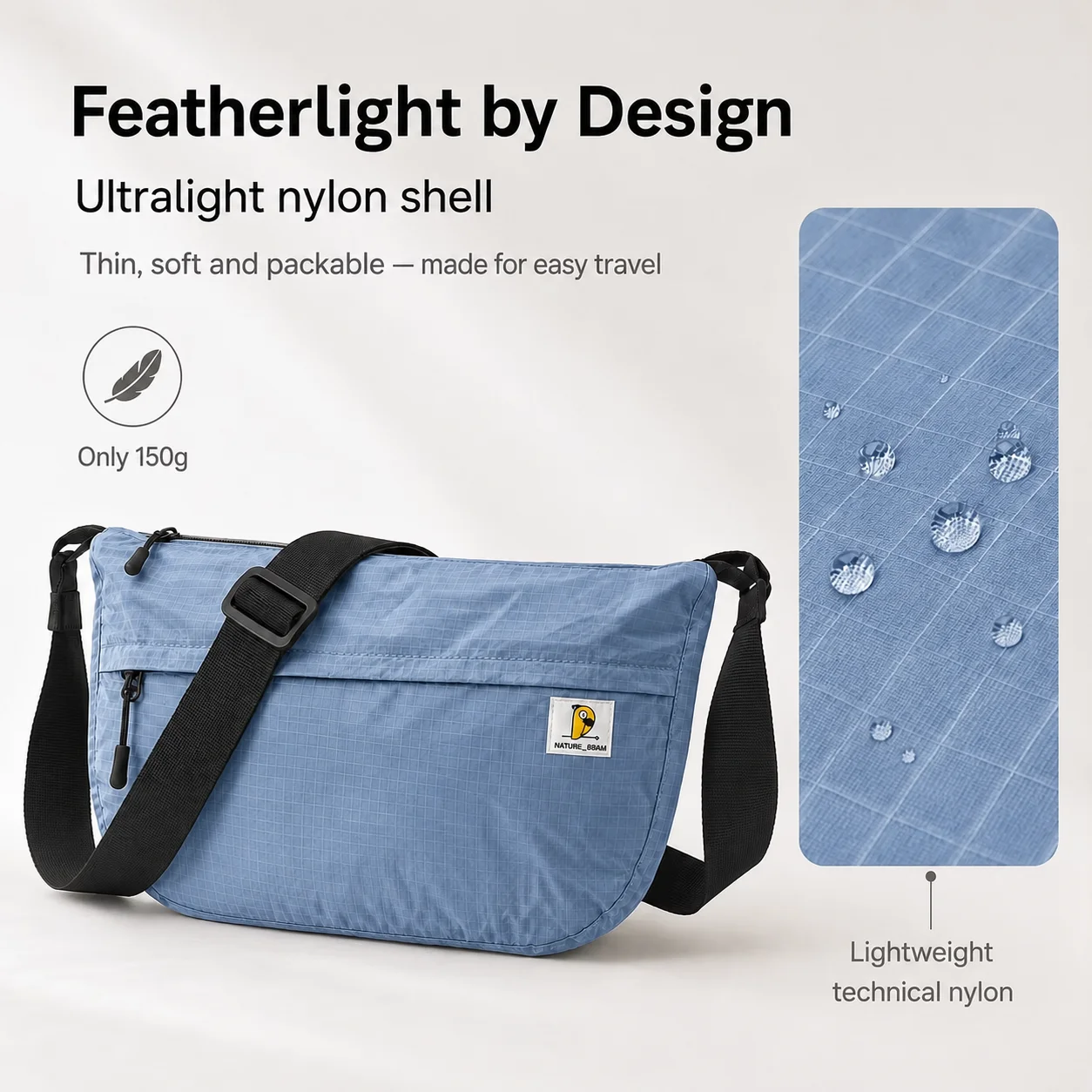 Ultralight Waterproof Crossbody Sling Bag with Storage Pouch