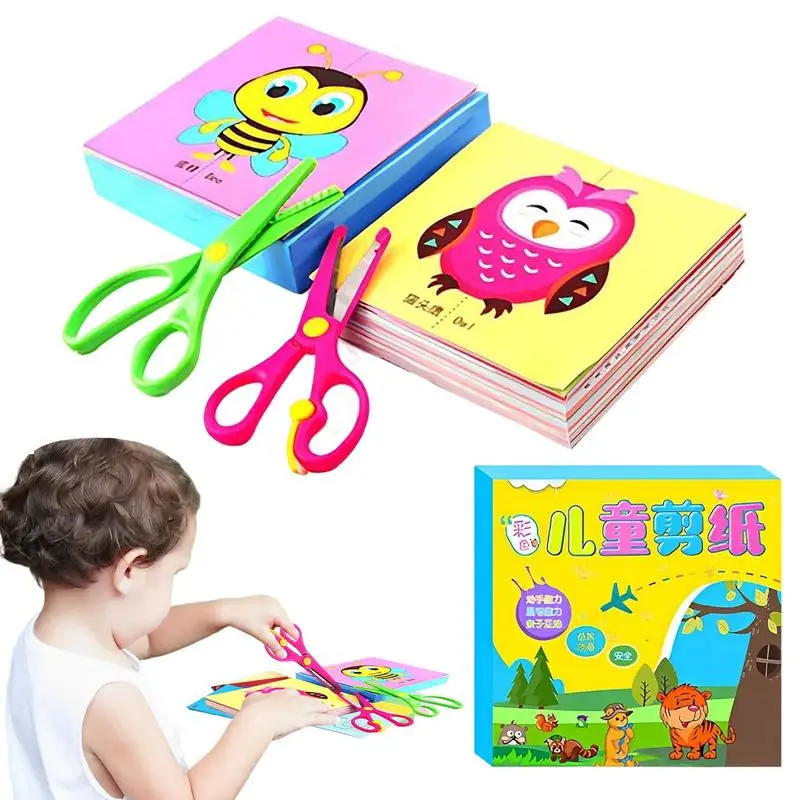 

Kids Paper Cutting Book Toddlers Cutting & Pasting Practice Workbook Preschool Kindergarten Paper Cutting Book For Toddlers And