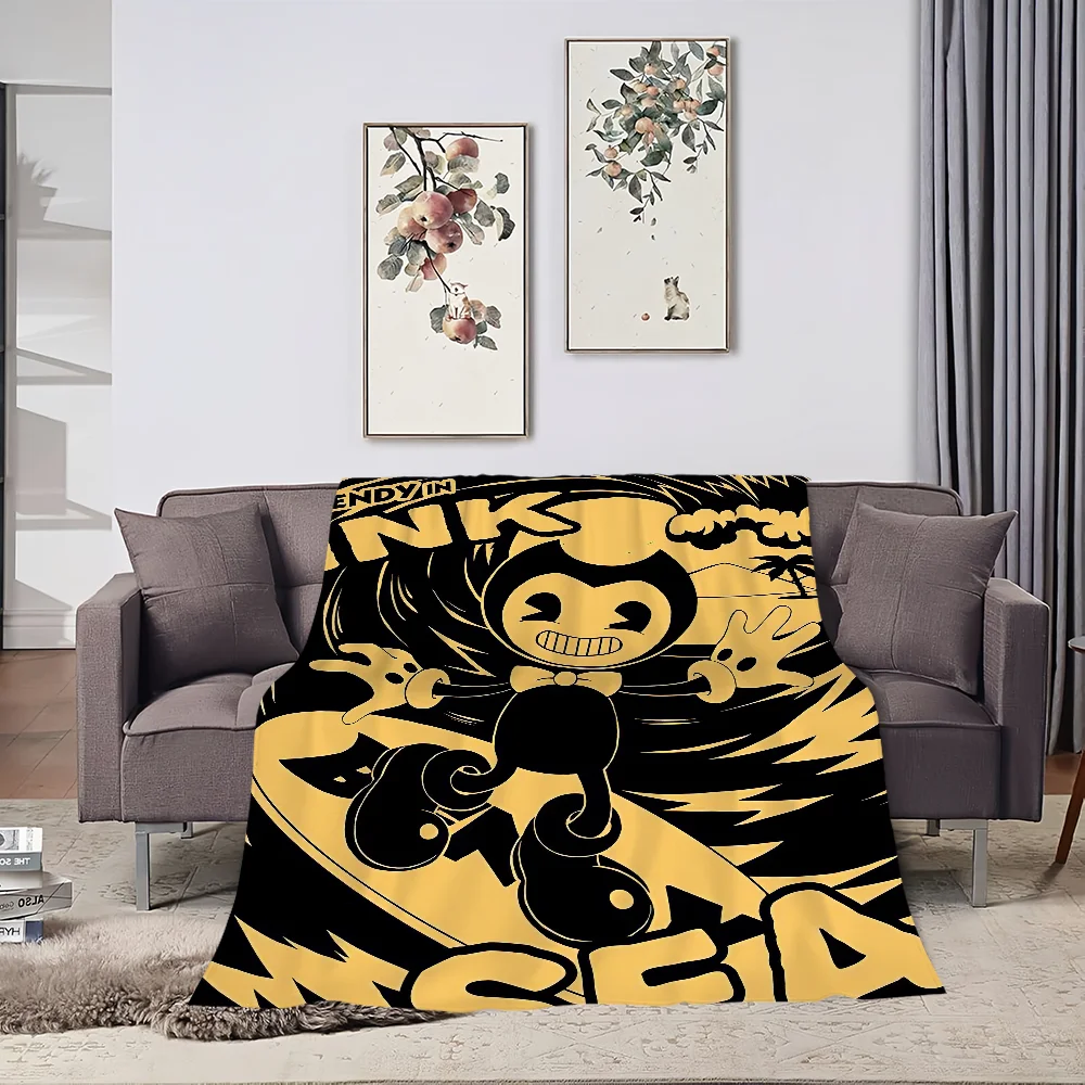 B-Bendy and the ink machines Game Blanket Skin friendly comfort warm soft plush blanket suitable sofa living room office bedroom 4