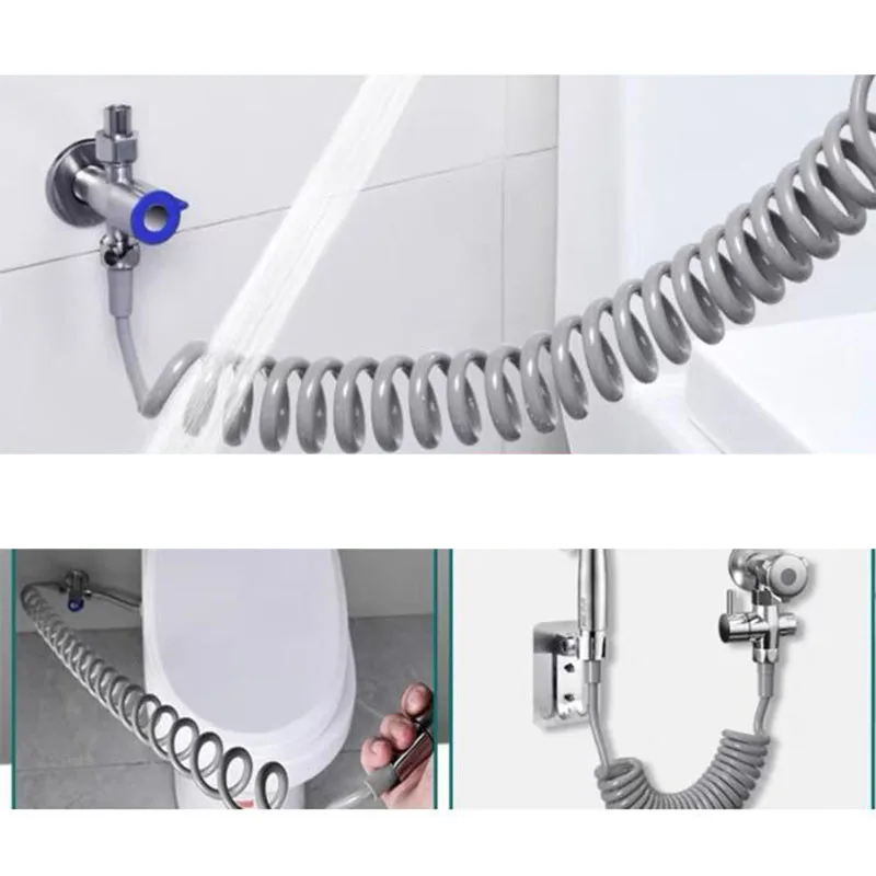 Plastic Water Toilet Bidet Sprayer Flexible Spring Shower head Hose tube Telephone Line soft Hoses bathroom Accessories