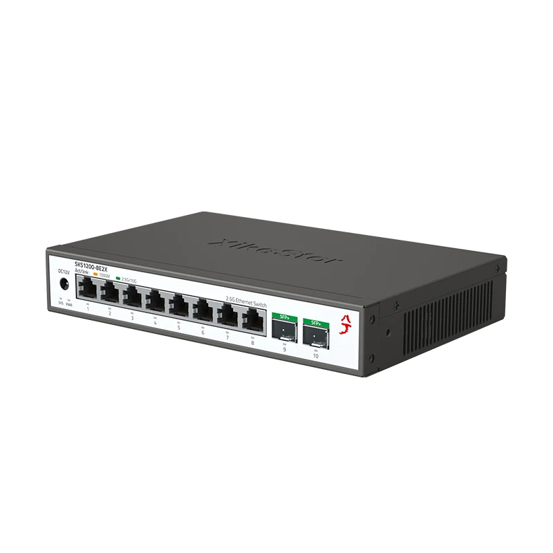 XikeStor 조명 관리 스위치, 1G/2.5G/5G/10G, 기가비트 10G 네트워크 관리, VLAN 통합 지원, 8개의 2.5G 전기 포트