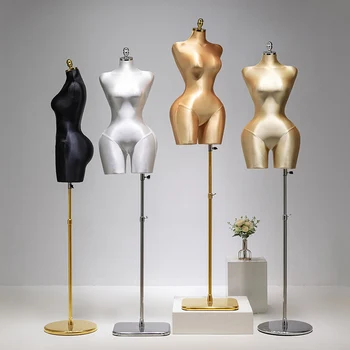 Manichino Curvo di Grandi Dimensioni per Abiti da Donna, con Seno e Glutei Pronunciati, Corpo Dorato per Sfilate di Moda Femminile