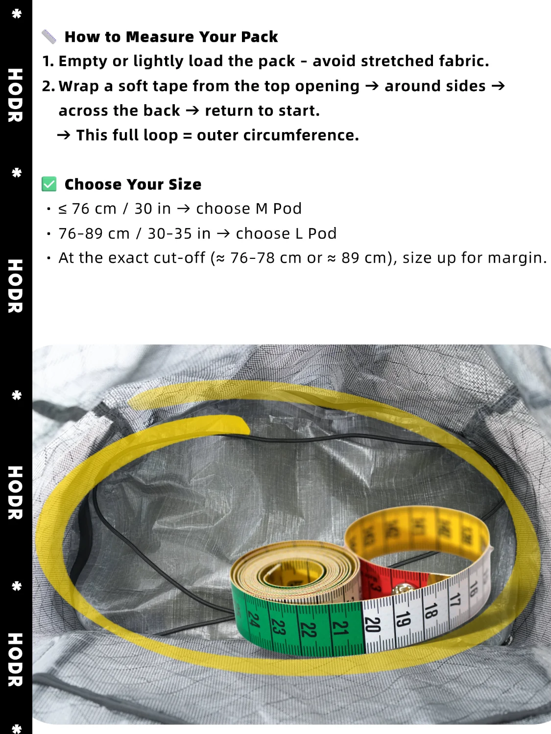 Dyneema packing pod showing reinforced zipper stitching