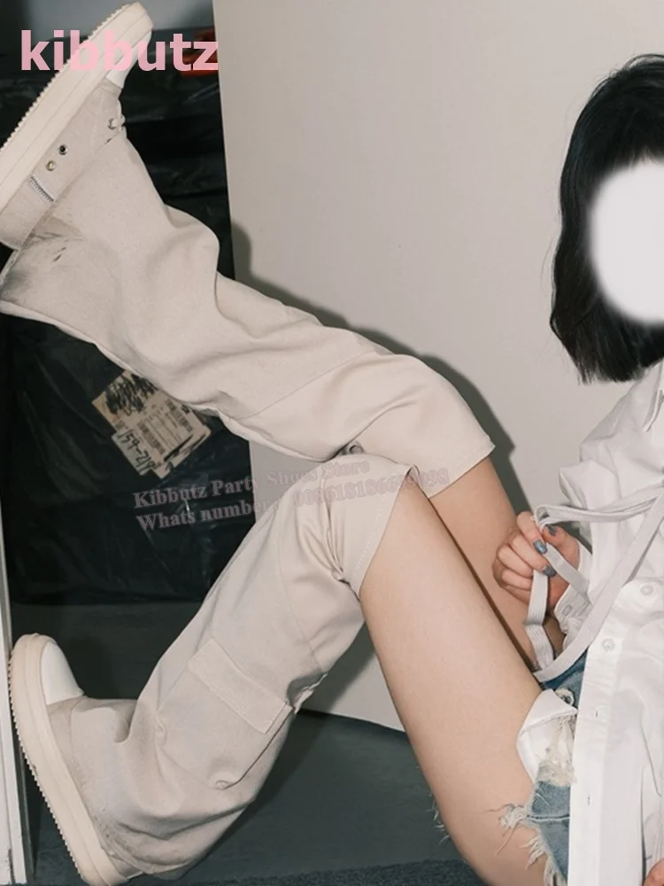 

Парусиновые Сапоги выше колена с закругленным носком и карманами