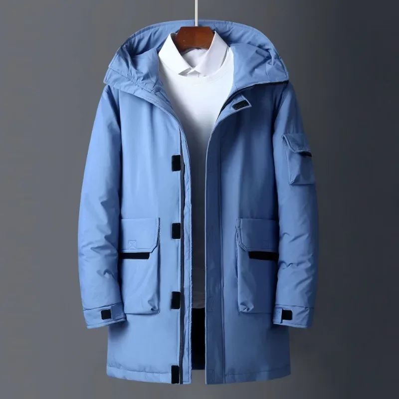 Description Picture 6 of itemMen Winter Long Down Coats Hooded Casual Duck Down Jackets Multiple Pockets Male Outdoor Windproof  Warm Parkas Mens Clothing