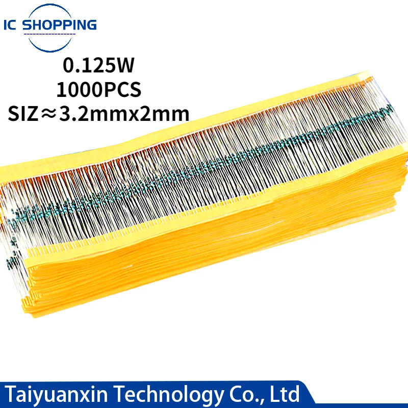 1/6W 1/8W 0.125W Metal Film Resistor Five Ring Power Resistor 1~1M 3.3 4.7 10R 47 100 220 360 470 1K 2.2K 10K 22K 4.7K 100KOhm metal film resistor metal film resistors