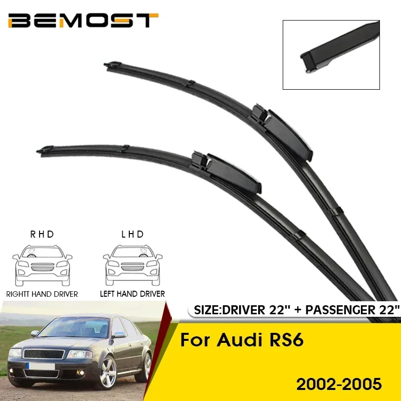Car Wiper Blades For Audi RS6 2002-2005 Windshield Windscreen Front Window Blades 22"+22" Car Accessories
