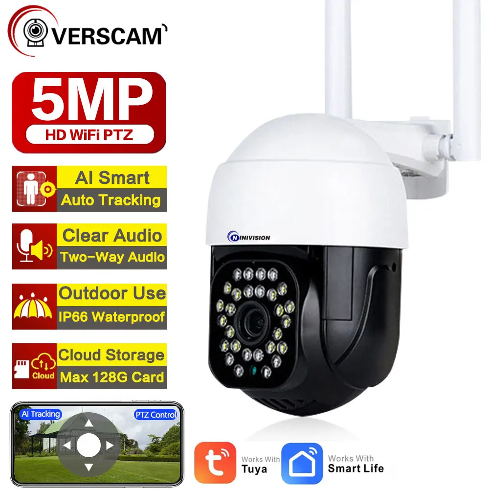 

5MP Tuya APP Full Color Motion Detection WIFI PTZ IP Dome Camera Auto Humanoid Tracking Home Security CCTV Intercom Baby Monitor