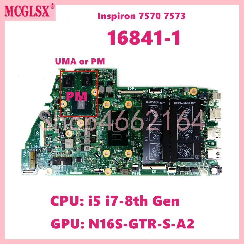 

16841-1 With i5 i7-8th Gen CPU UMA / PM GPU Notebook Mainboard For Dell Inspiron 7570 7573 Laptop Motherboard Fully Tested OK
