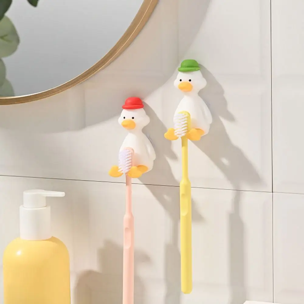 Creativity Silicone Duck Toothbrush Holder Cute Wall-mounted Toothbrush Rack Cartoon Suction Cup Storage Rack