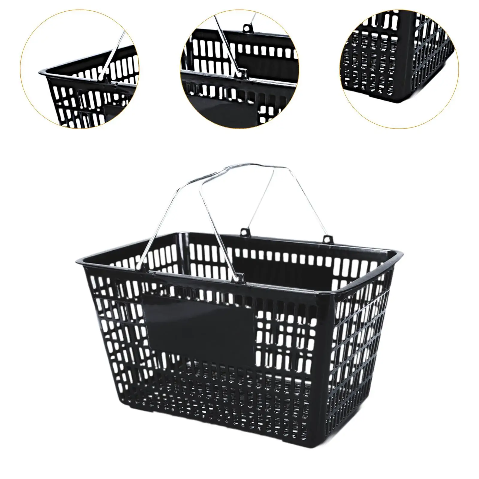 Shopping Basket Convenience Storage Black Sturdy Picnic Basket Store