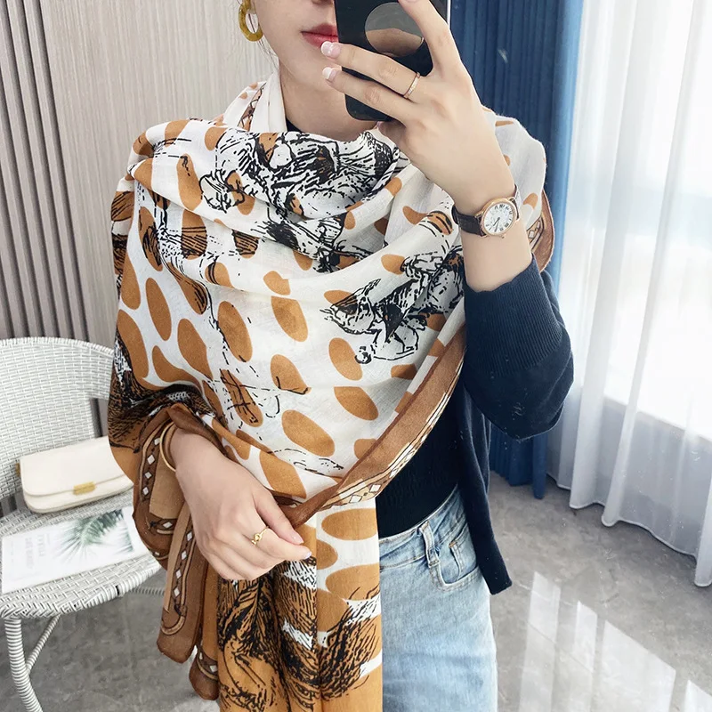 1pc Women Geometric & Leopard Pattern Fashionable Scarf For Daily